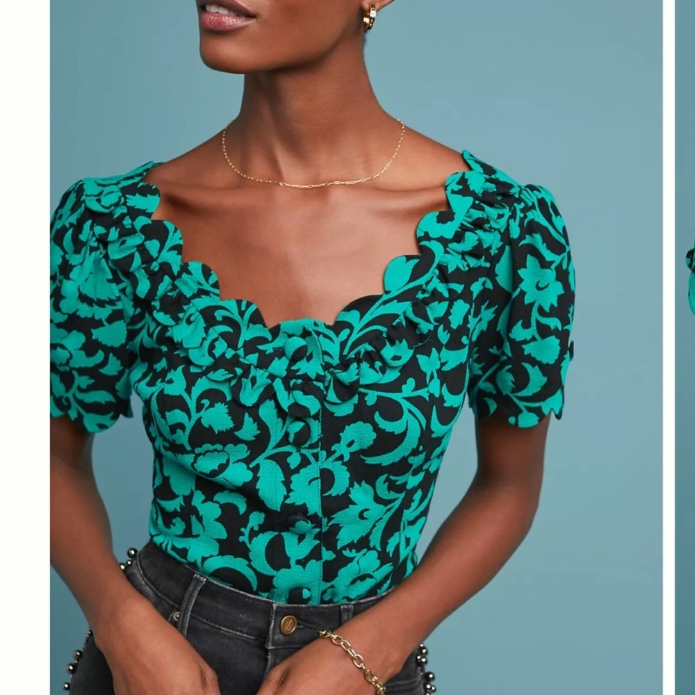 Anthropologie Maeve Aseey Floral Print Rayon Blouse - Picture 2 of 10